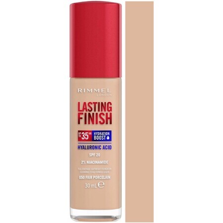 Rimmel Lasting Finish Hyaluronsäure Langanhaltendes feuchtigkeitsspendendes Makeup 050 Fair Porcelain 30 ml