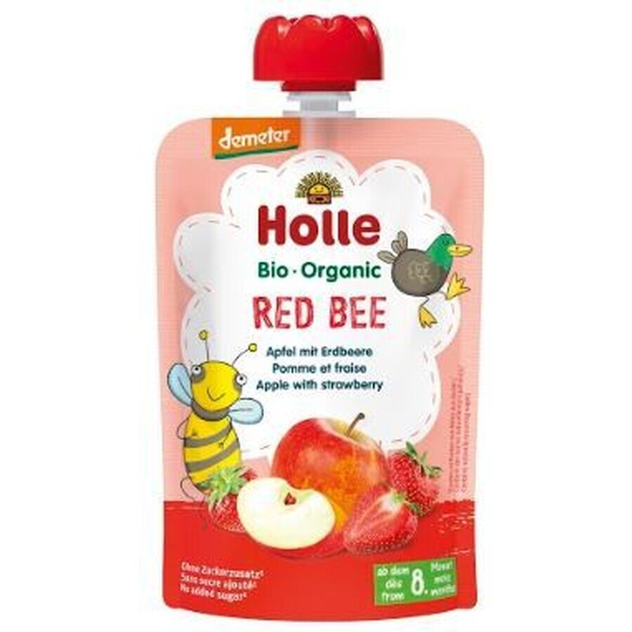 Holle Bio-Püree - Rote Biene - Apfel mit Erdbeeren 100 g