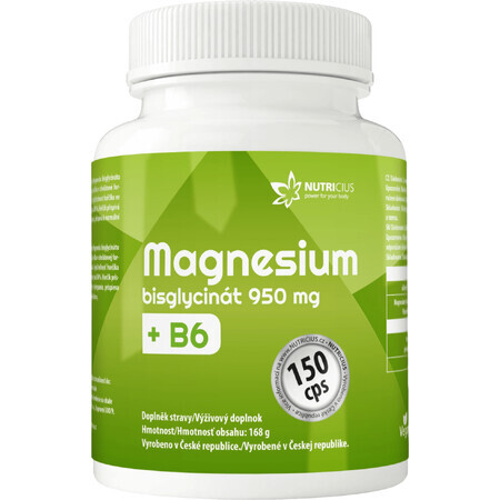 Nutricius Magnesium Bigglycinat 950 mg + Vitamin B6 150 Kapseln