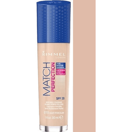 Rimmel London Match Perfection Foundation SPF20 Makeup 010 Light Porcelain 30 ml