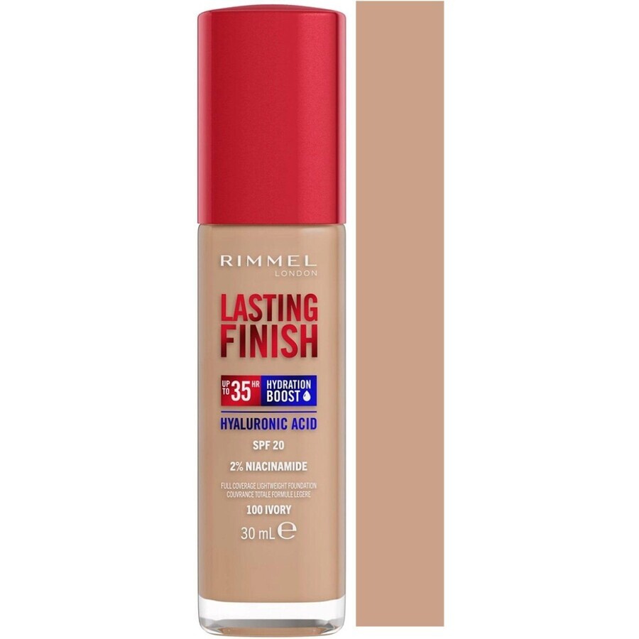 Rimmel Lasting Finish Hyaluronsäure Langanhaltendes Feuchtigkeits-Makeup 100 Ivory 30 ml