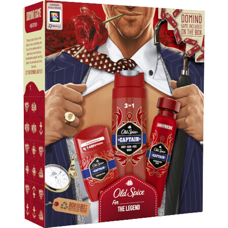 Old Spice Gentleman: Set aus festem Deodorant + Deo-Spray und Captain Duschgel mit Sandelholz- und Zitrusnoten