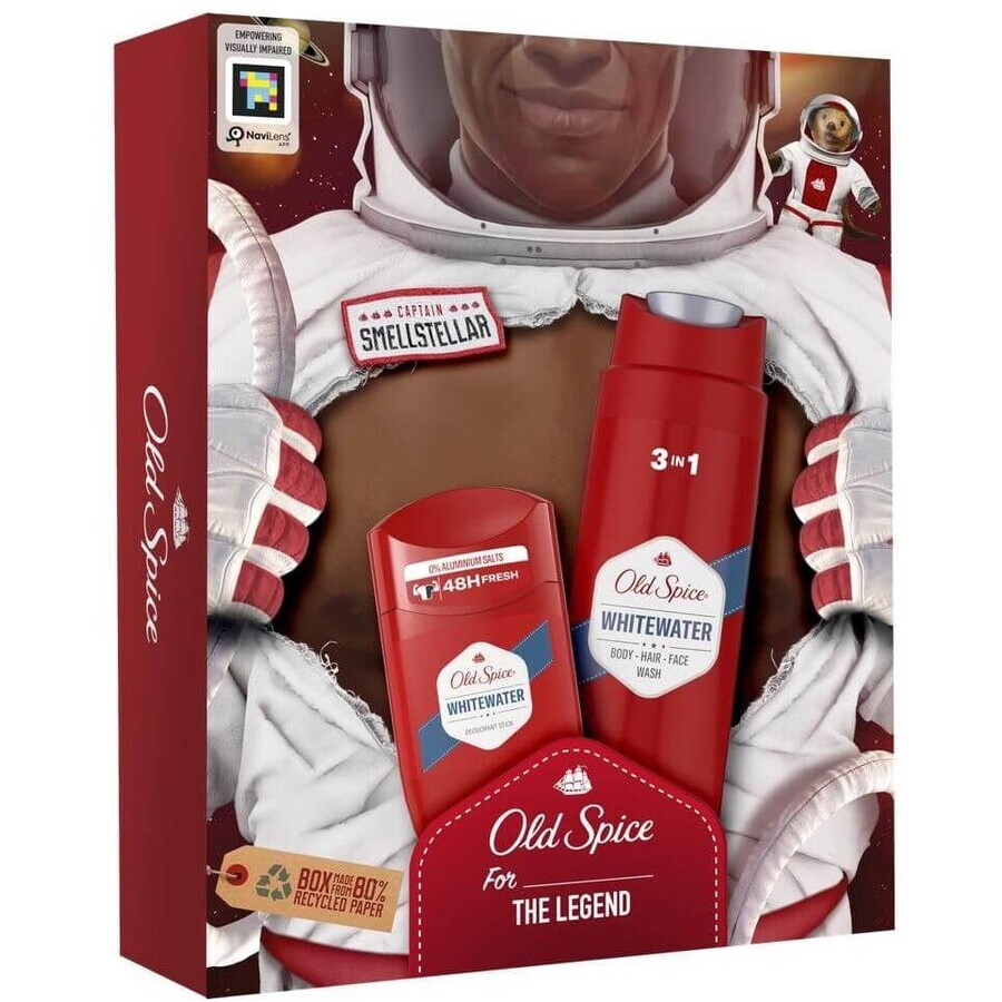 Old Spice Astronaut - Geschenkset für Männer mit festem Deodorant und Whitewater Duschgel mit frischem Duft