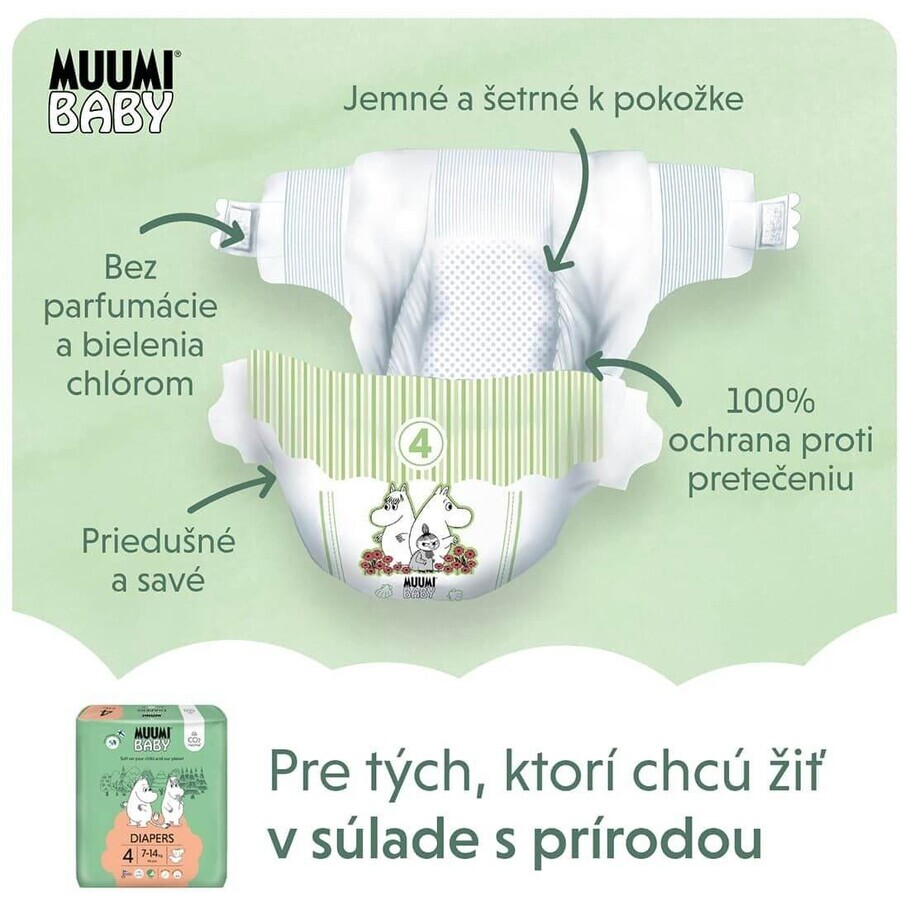 Muumi Baby 4 Maxi 7-14 kg, maandverpakking biologische luiers, 138 stuks