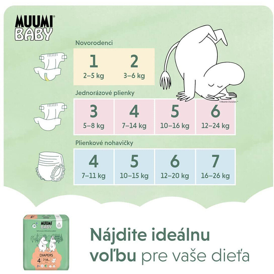 Muumi Baby 4 Maxi 7-14 kg, maandverpakking biologische luiers, 138 stuks