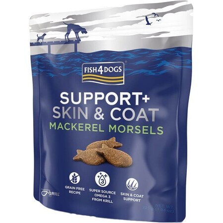 Fish4Dogs Skin and Coat Support Golosinas para perros con trocitos de caballa 225 g