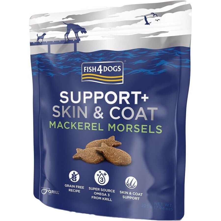 Fish4Dogs Skin and Coat Support Golosinas para perros con trocitos de caballa 225 g