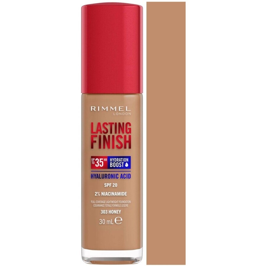 Rimmel Lasting Finish Hyaluronsäure Langanhaltendes Feuchtigkeits-Makeup 303 Honig 30 ml