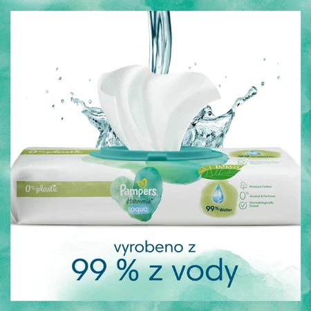 Pampers Harmonie Aqua Plastic Vrije Natte Doekjes 24 x 48 stuks