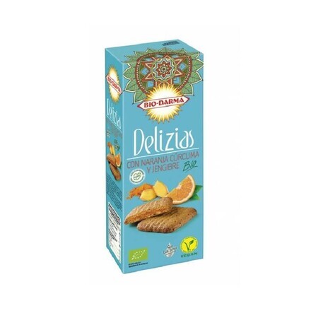 Biscuiți din ovăz cu portocale, turmeric și ghimbir, 125 gr, Delizias, Bio Darma