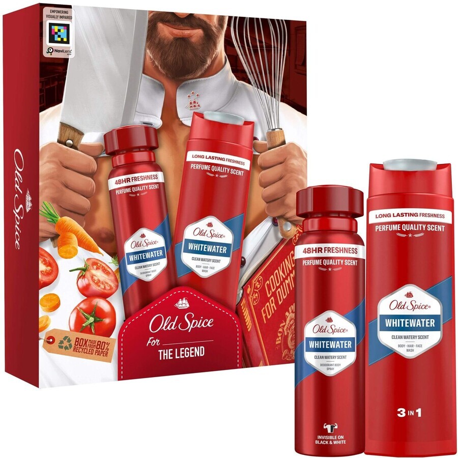 Old Spice Chef für Männer - Geschenkset mit Deo-Spray und Whitewater-Duschgel mit frischem Duft