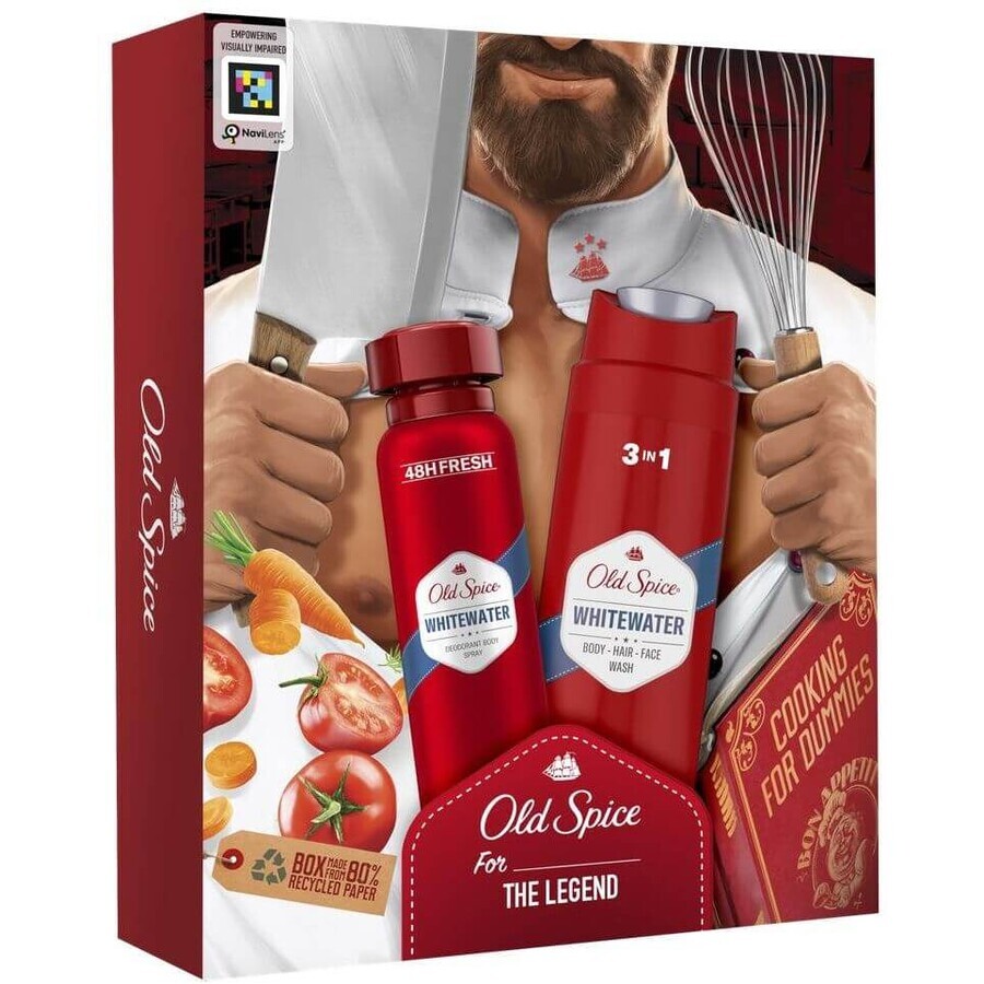 Old Spice Chef für Männer - Geschenkset mit Deo-Spray und Whitewater-Duschgel mit frischem Duft