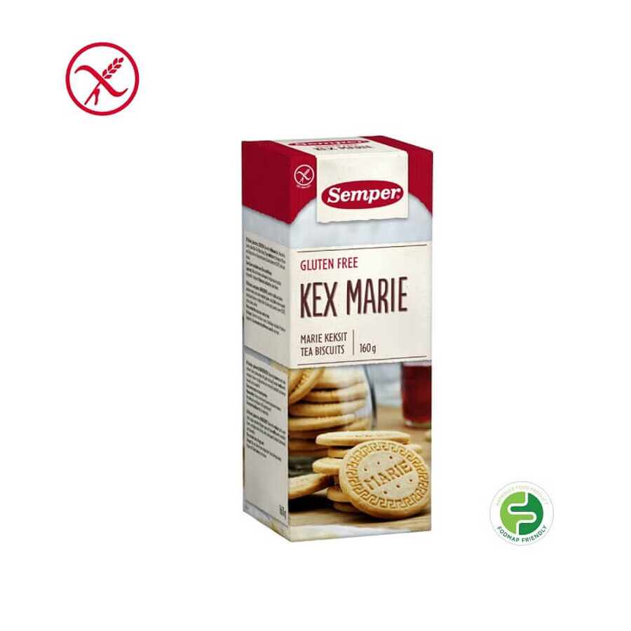 Biscuiți Marie pentru ceai, Fără Gluten, 5665, 160g, Semper