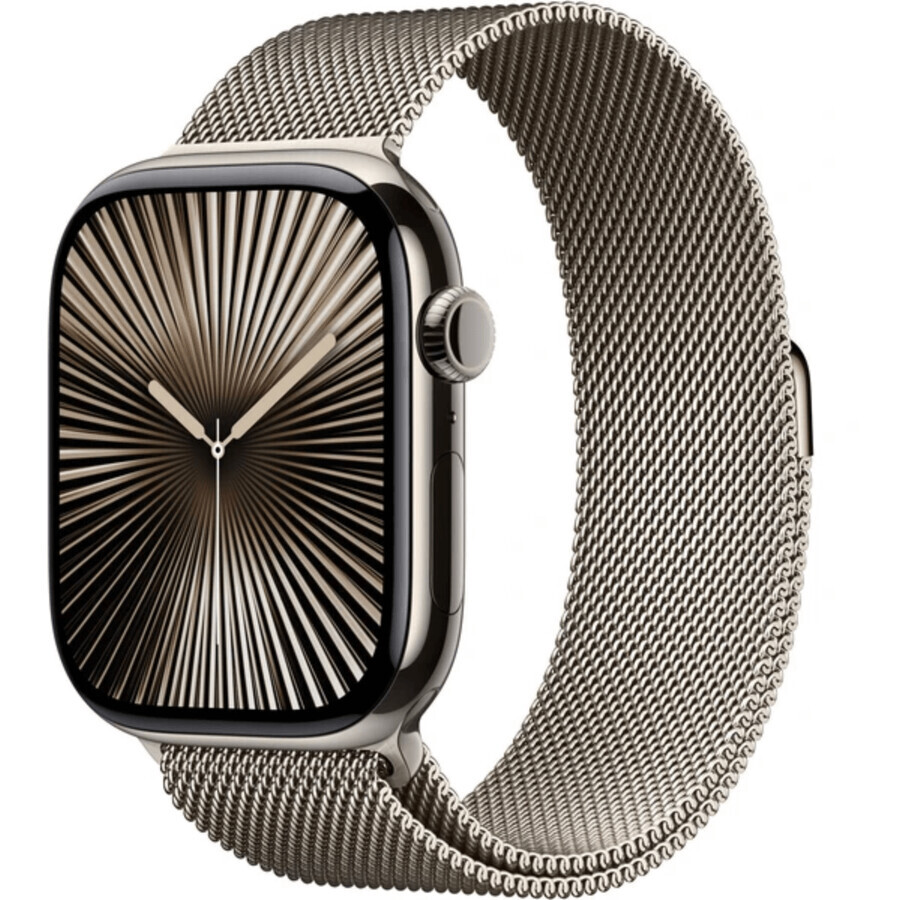 Apple Watch Series 10 GPS + Cellular 46mm Natural Titanium Gehäuse mit Natural Milanese Loop - M/L