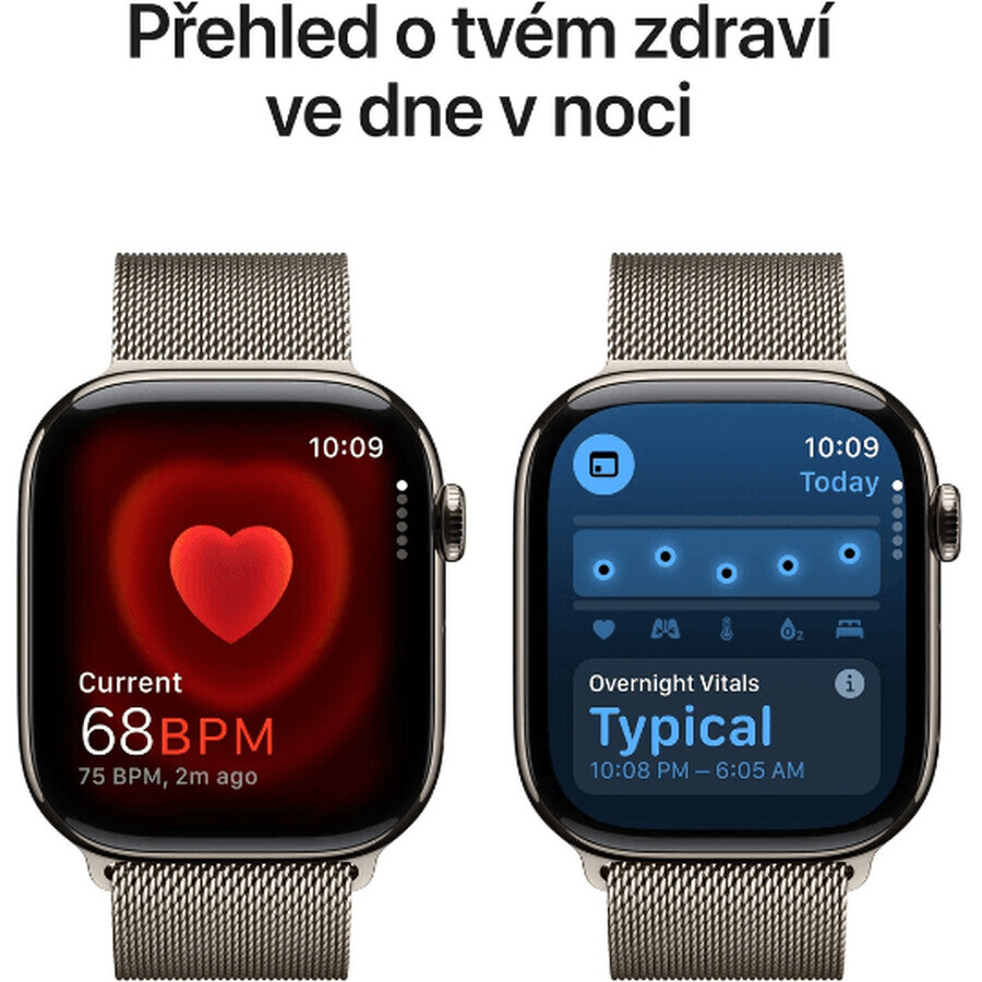 Apple Watch Series 10 GPS + Cellular 46mm Natural Titanium Gehäuse mit Natural Milanese Loop - M/L