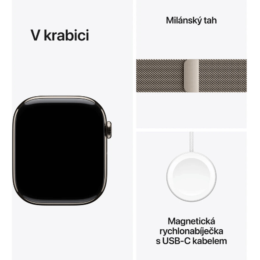 Apple Watch Series 10 GPS + Cellular 46mm Natural Titanium Gehäuse mit Natural Milanese Loop - M/L