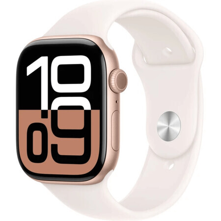 Apple Watch Series 10 GPS + Mobilfunk 46mm Rose Gold Aluminium Gehäuse mit Sportband Light Blush - M/L