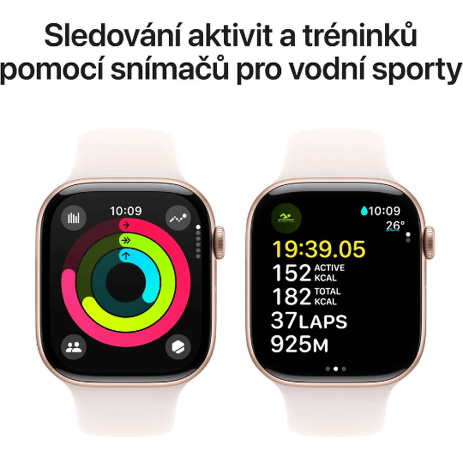 Apple Watch Series 10 GPS + Mobilfunk 46mm Rose Gold Aluminium Gehäuse mit Sportband Light Blush - M/L