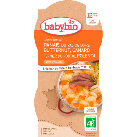 Babybio-Menü Butternusskürbis, Ente und Polenta 2 x 200 g