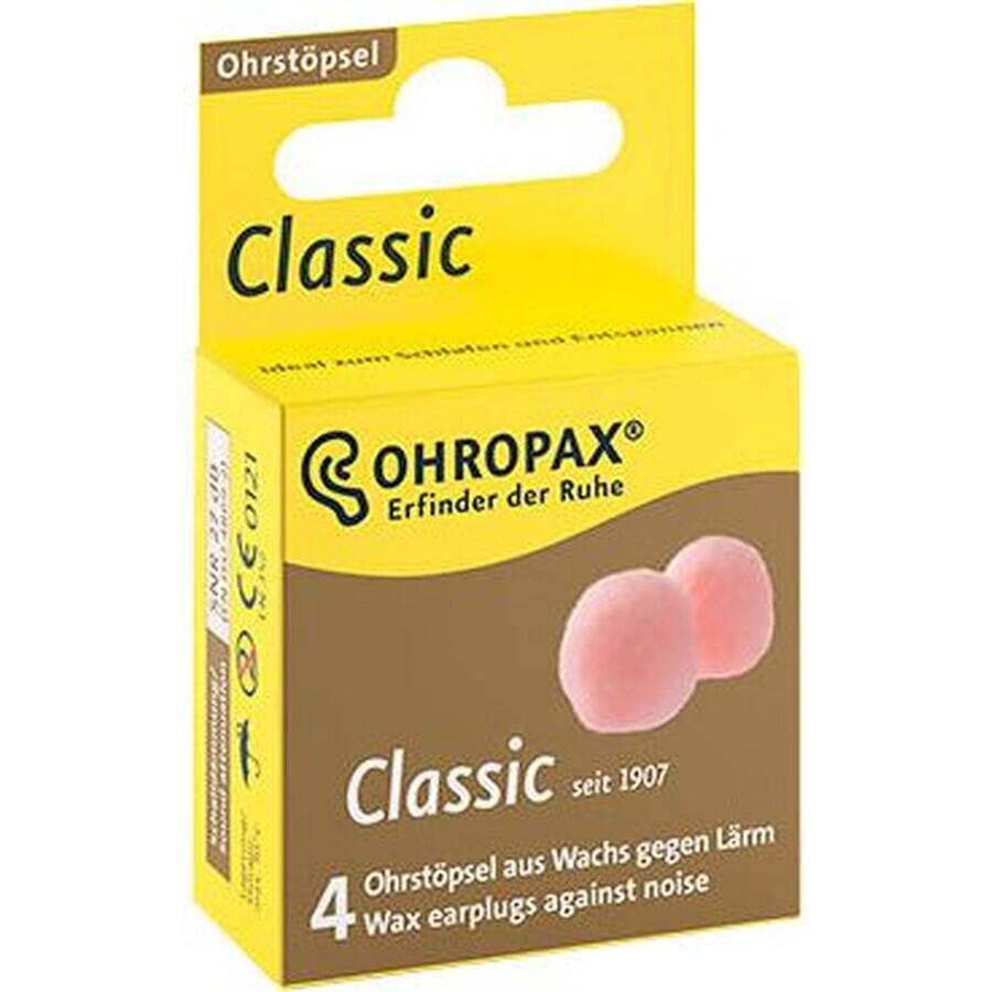 Ohropax Classic Wachs-Ohreinlagen, Einweg, Schachtel mit 4 Stück