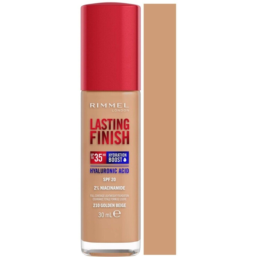 Rimmel Lasting Finish Hyaluronsäure Langanhaltendes feuchtigkeitsspendendes Makeup 210 Golden Beige 30 ml