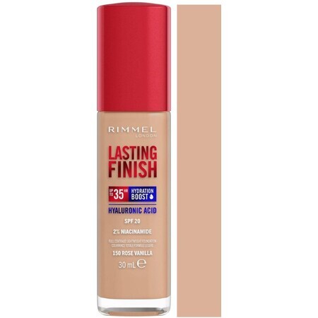 Rimmel Lasting Finish Hyaluronzuur Langhoudende Hydraterende Make-up 150 Roos Vanille 30 ml