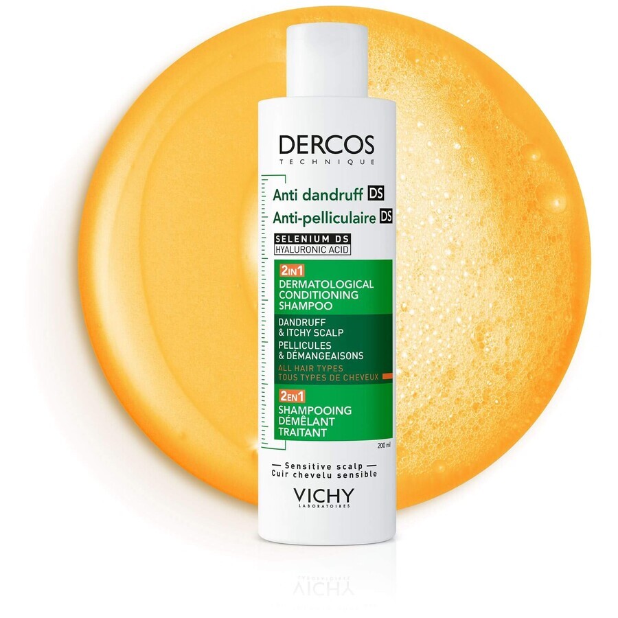 Vichy Dercos 2in1 Shampoo e balsamo antiforfora dermocosmetico per cuoio capelluto sensibile 200 ml