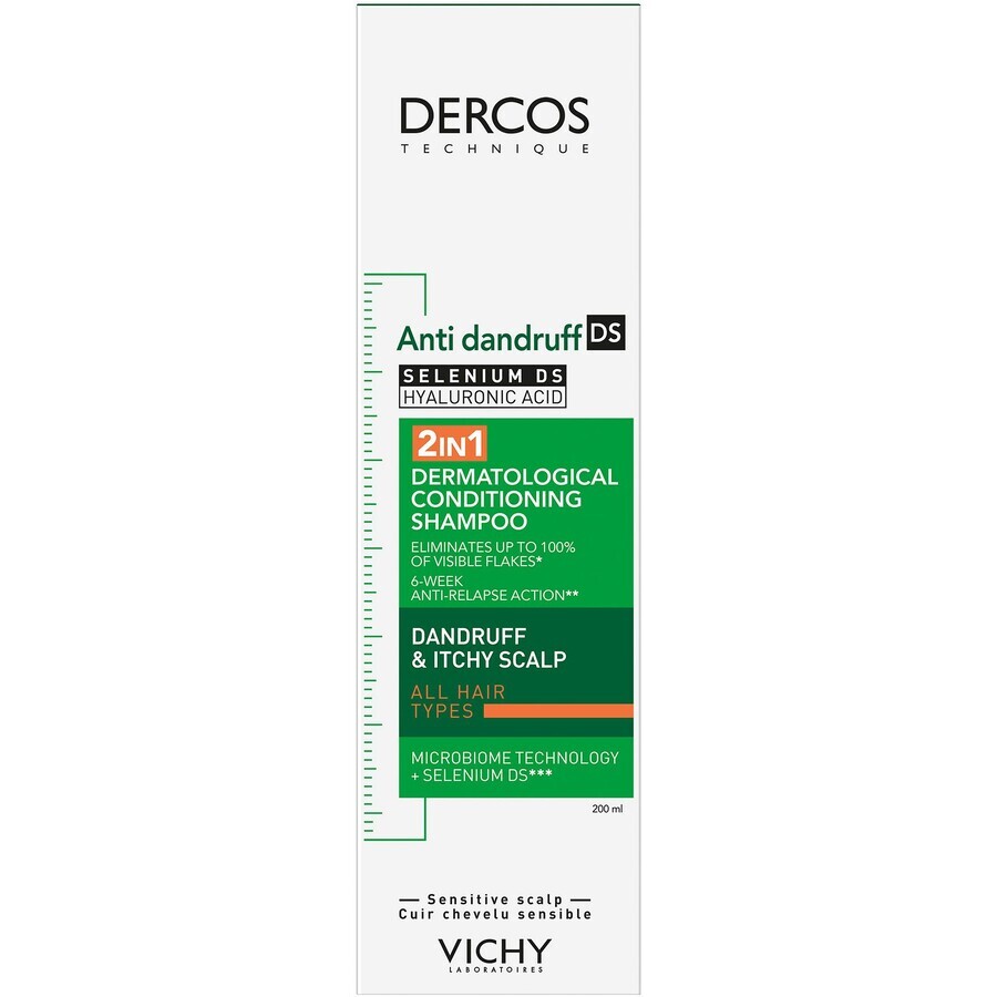 Vichy Dercos 2in1 Shampoo e balsamo antiforfora dermocosmetico per cuoio capelluto sensibile 200 ml