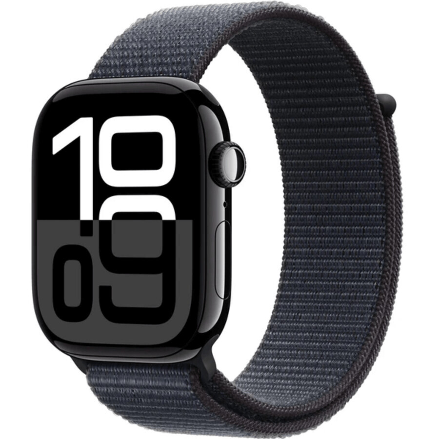 Apple Watch Series 10 GPS + Cellular 42mm Jet Black Jet Black Aluminium Gehäuse mit Ink Sport Loop