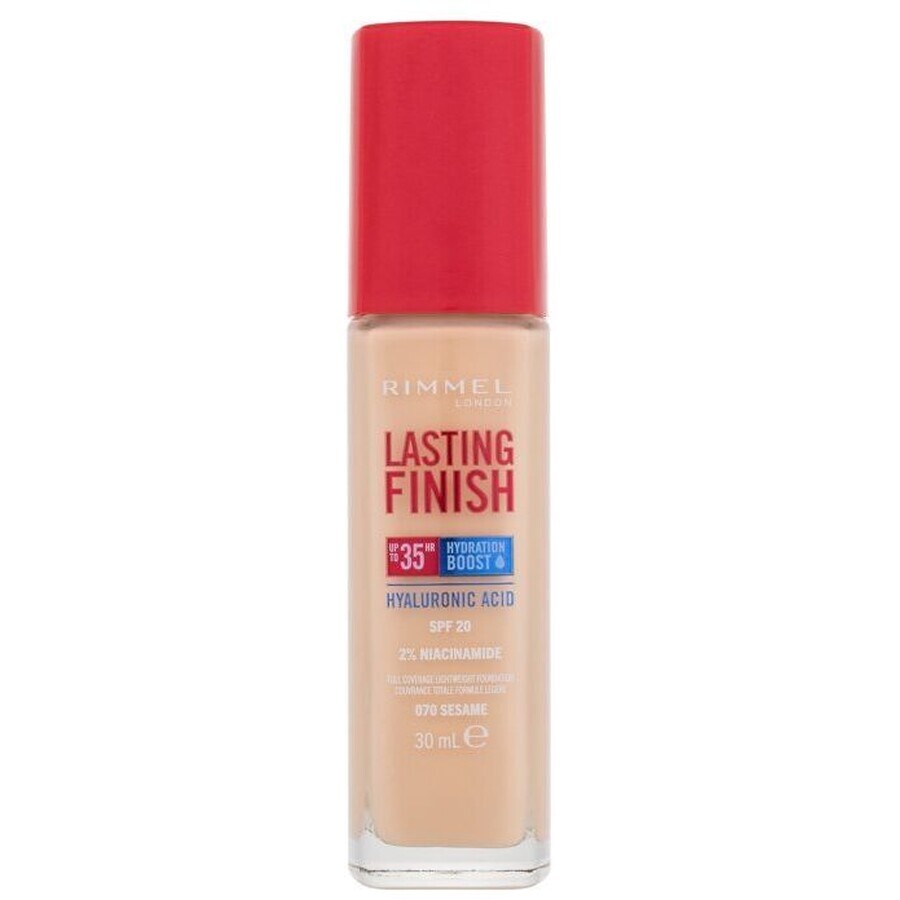 Rimmel Lasting Finish Acid Hyaluronsäure Langanhaltendes Feuchtigkeits-Makeup 070 Sesam 30 ml