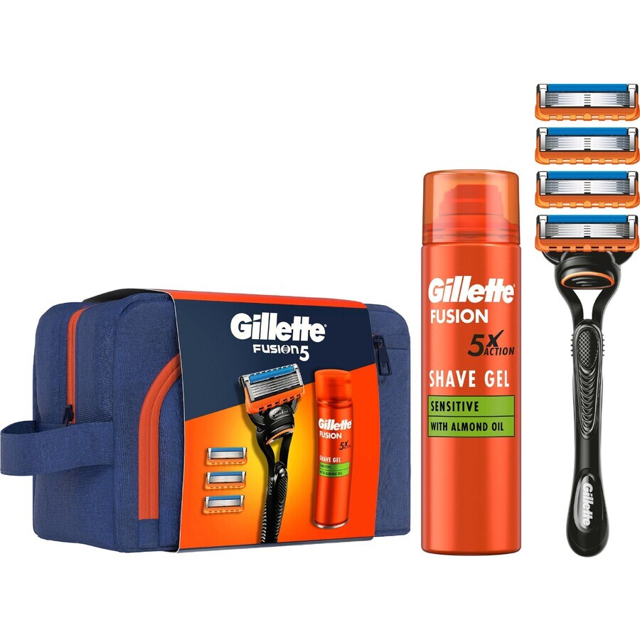 Gillette Geschenkset: fusion rasierer + 4 Köpfe + fusion gel 200 ml