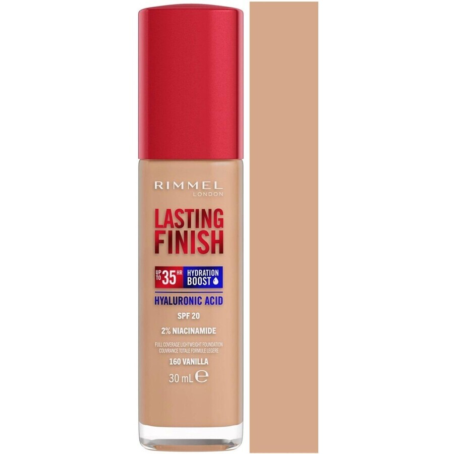 Rimmel Lasting Finish Hyaluronsäure Langanhaltendes Feuchtigkeits-Makeup 160 Vanille 30 ml