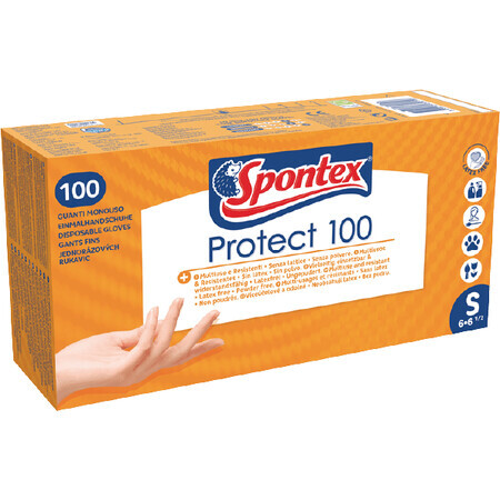 Mănuși Spontex de unică folosință Protect S 100 buc