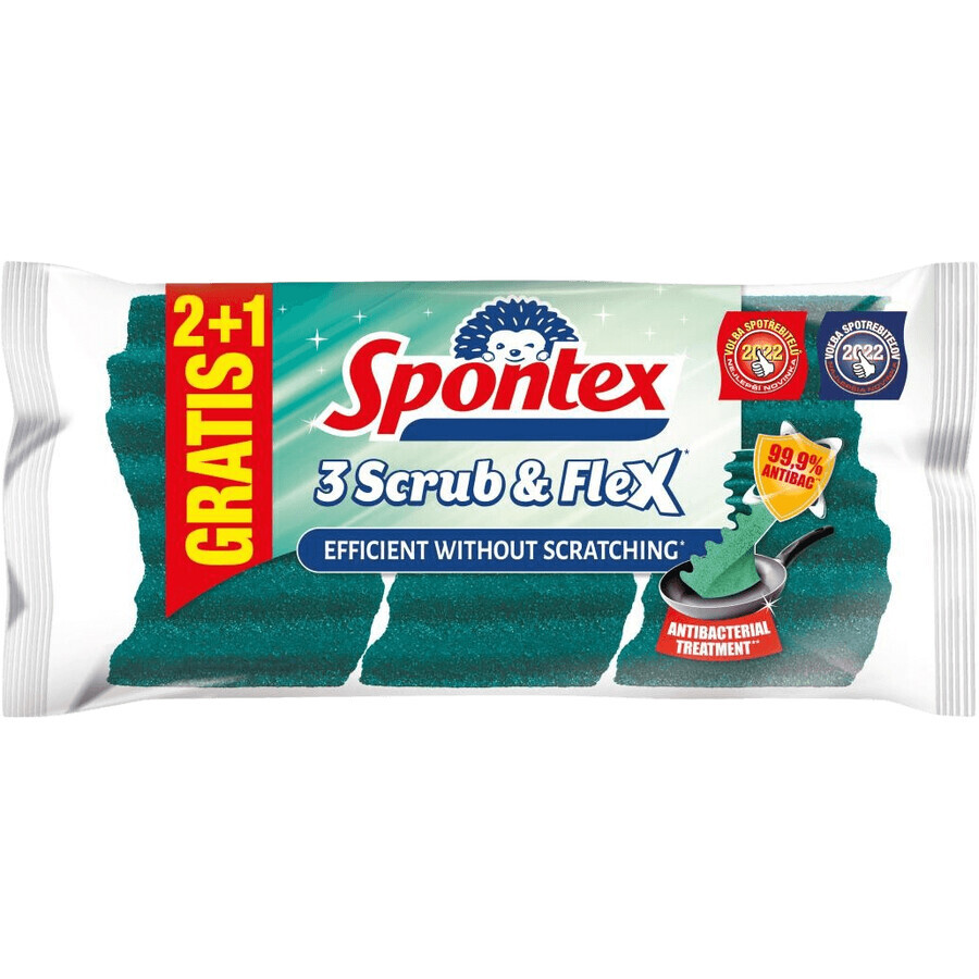 Spontex Scrub & Flex, extra flexibler Spülschwamm 3 Stück