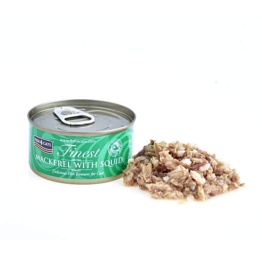 Fish4Cats Comida en lata para gatos Finest caballa con calamar 70 g