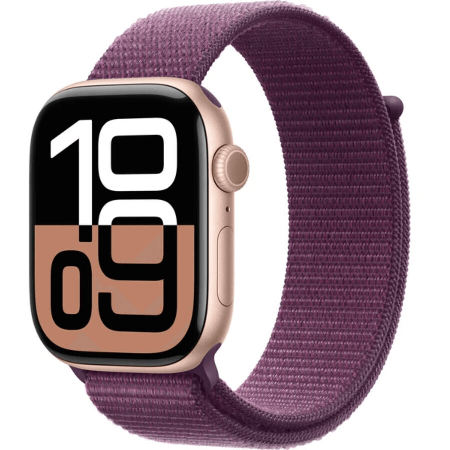 Apple Watch Series 10 GPS 42mm Rose Gold Aluminium Gehäuse mit Sport Schnalle Pflaume