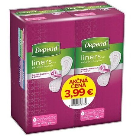 Depend Ultra Mini-Inkontinenzeinlagen 7x19 cm 80ml Absorption 2x22Stück