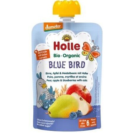 Holle Organic Blue bird, pear, apple and blueberry puree with flakes 100 g