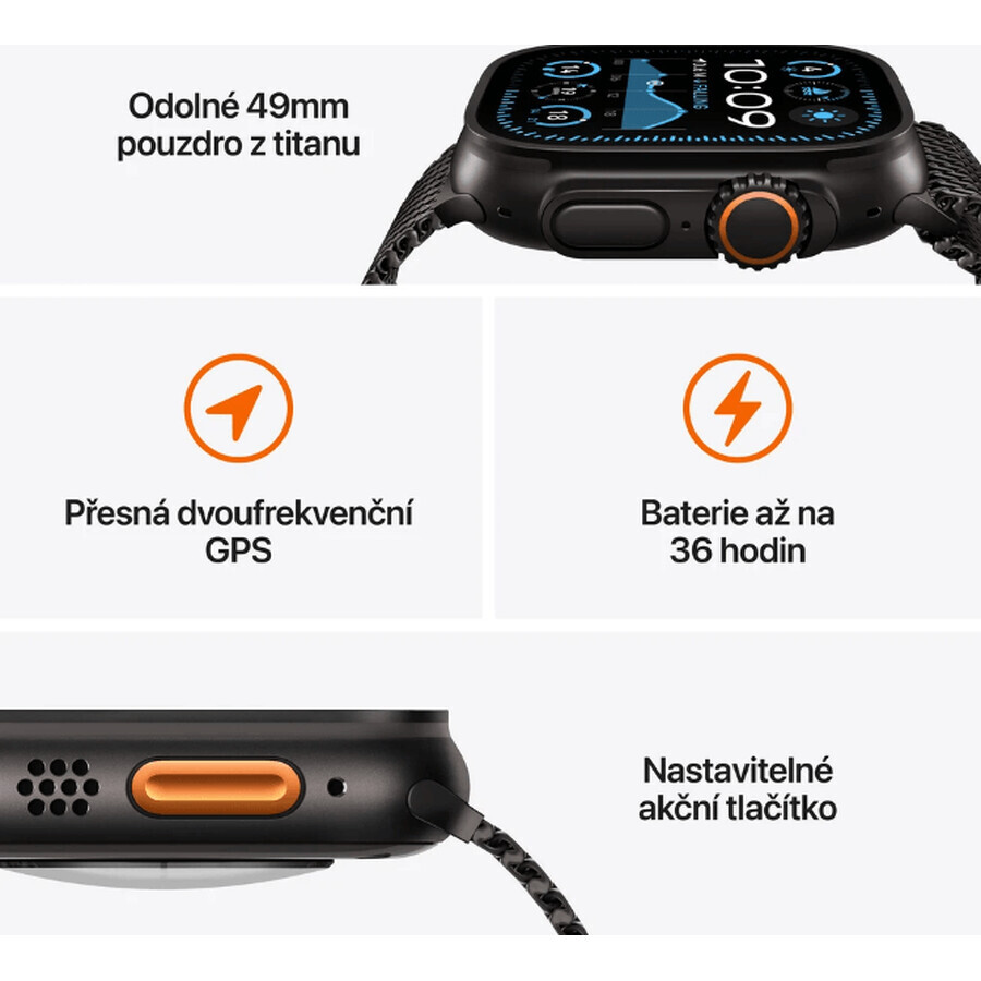 Apple Watch Ultra 2 (2024) 49mm, Naturtitan mit Milanese Griff aus Naturtitan M