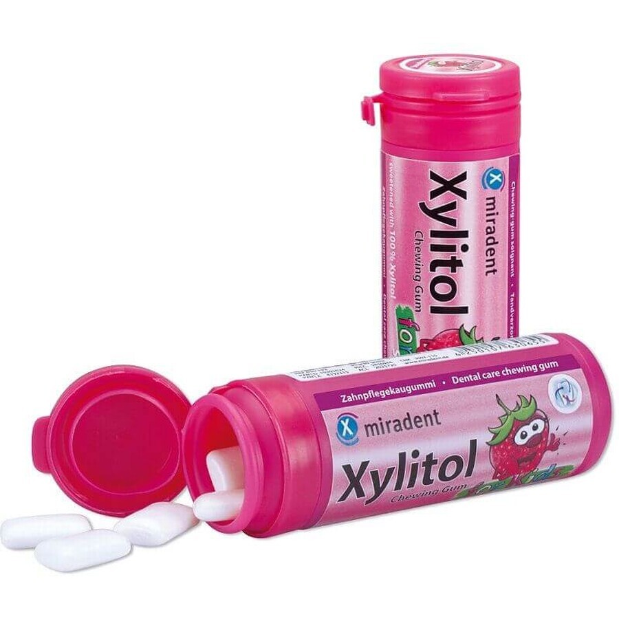 Miradent Xylitol Kaugummi KIDS Erdbeere 30 Stück