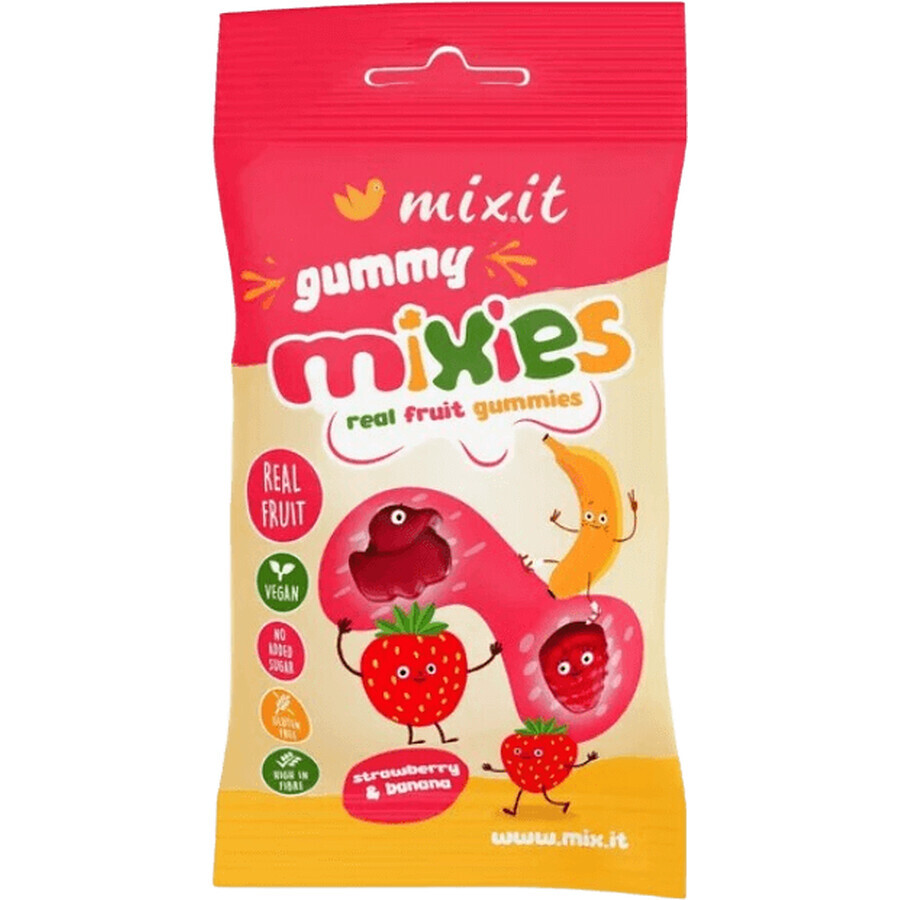 Mixit Gummy Mixies - Erdbeeren und Bananen - natürliche Geleebonbons 35 g