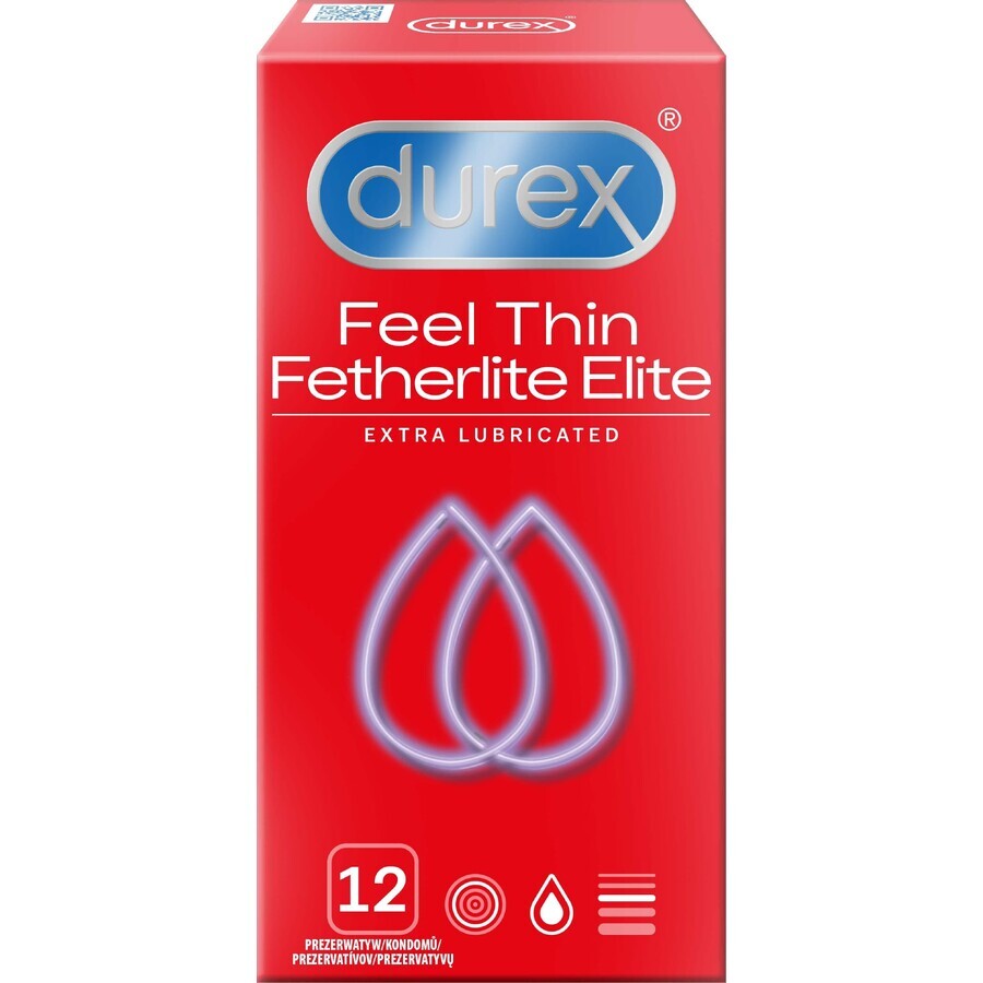 Durex Voel Thin Fetherlite Elite Extra Extra Gesmeerd Voel Thin Condooms 12 stuks