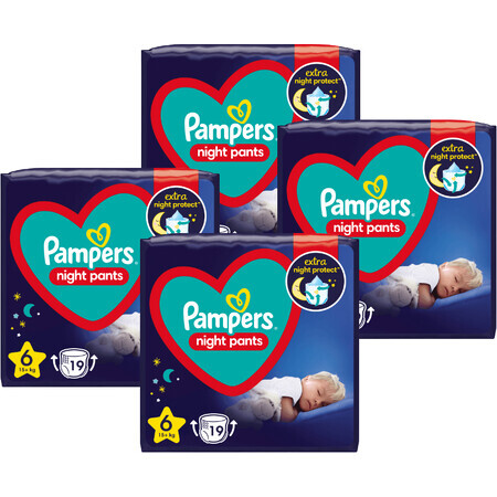 Pampers Nachthöschen S6, 15+ kg, 4 x 19 Stück