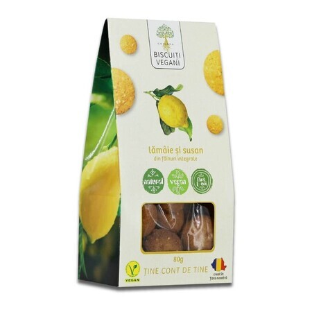 Biscuiti vegani cu lamaie si susan, 80 gr, Govinda