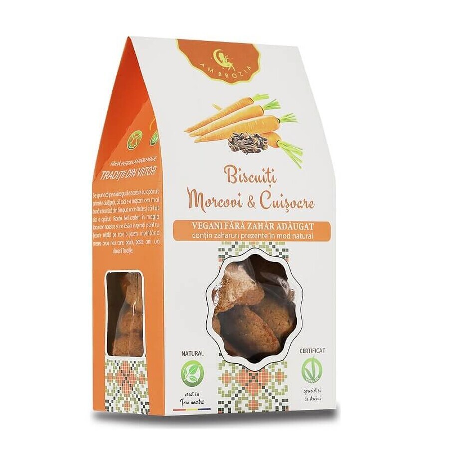 Biscuiti vegani cu morcovi si cuisoare, 150 g, Hiper Ambrozia