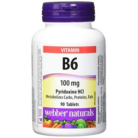 Webber Naturals Vitamin B6 (Pyridoxin) 100 mg, 90 Tabletten