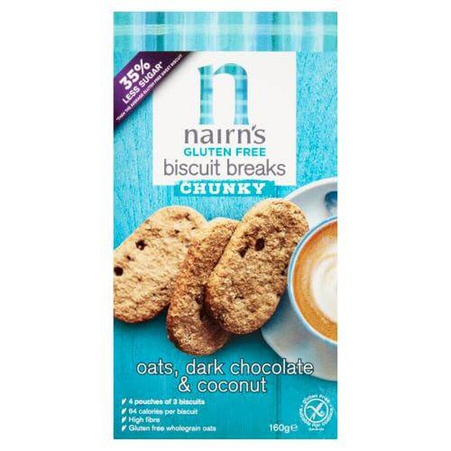 Glutenfreie Hafervollkornkekse mit dunkler Schokolade 160 g, Nairns