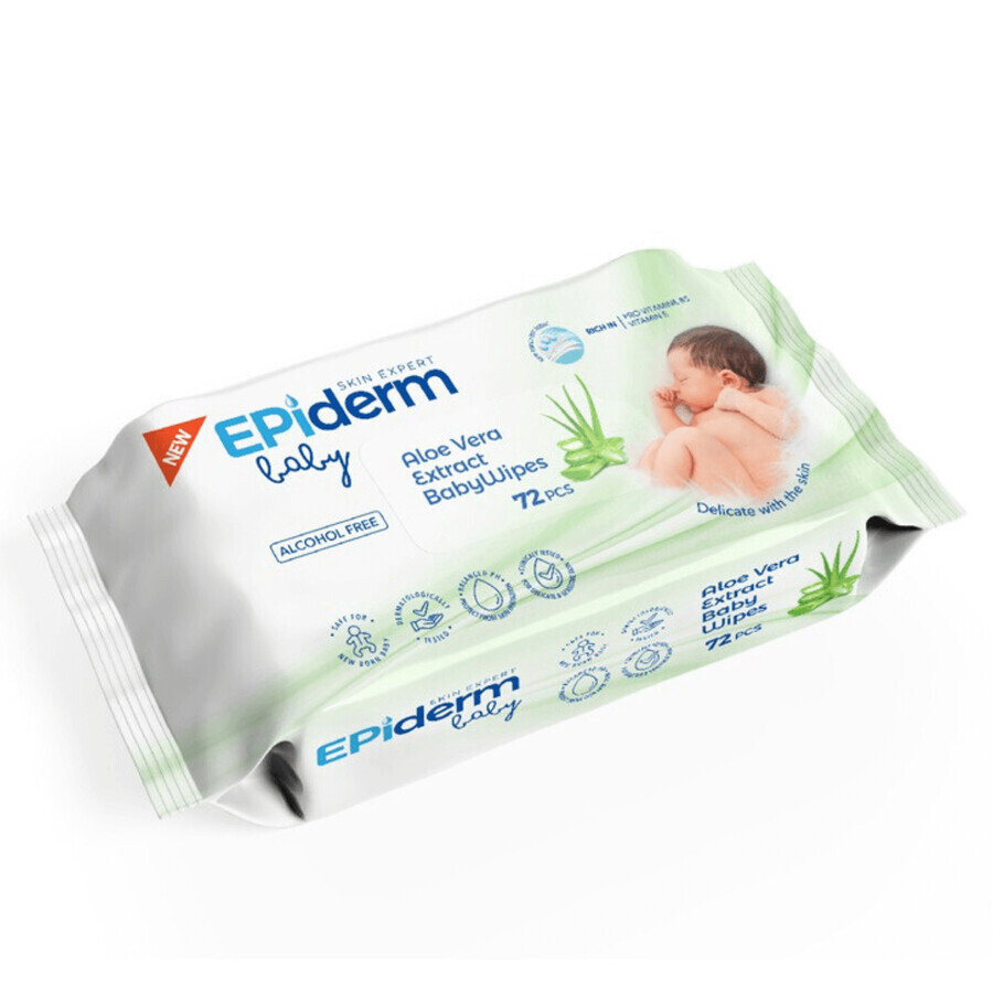 Baby-Feuchttücher mit Aloe Vera, 72 Stück, Epiderm