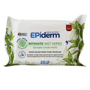 Intimate wet wipes with green tea extract, 20 pieces, Epiderm