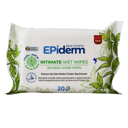 Salviette intime con estratto di tè verde, 20 pezzi, Epiderm